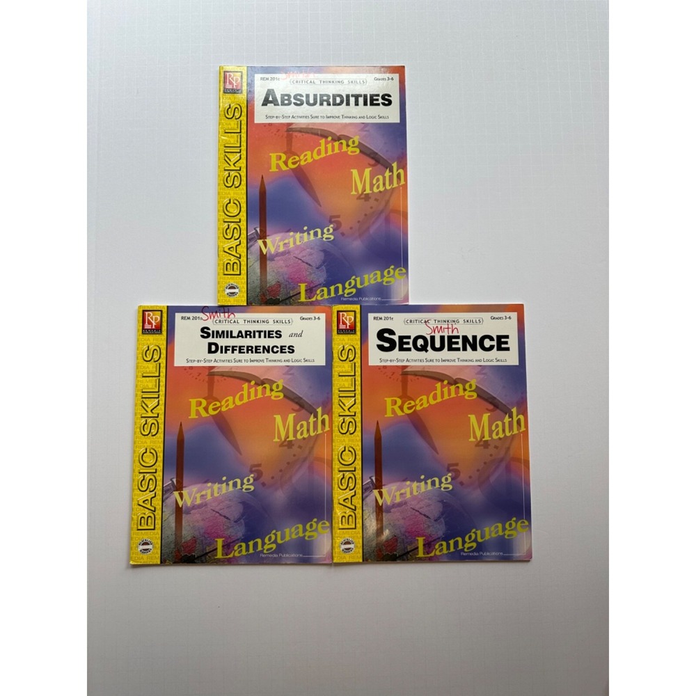 Lot of 3 Remedia Critical Thinking Skills Gr 3-6 Absurdities Sequence Similariti